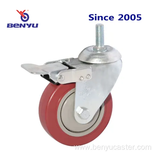 Screw Red PVC Castor with Brake